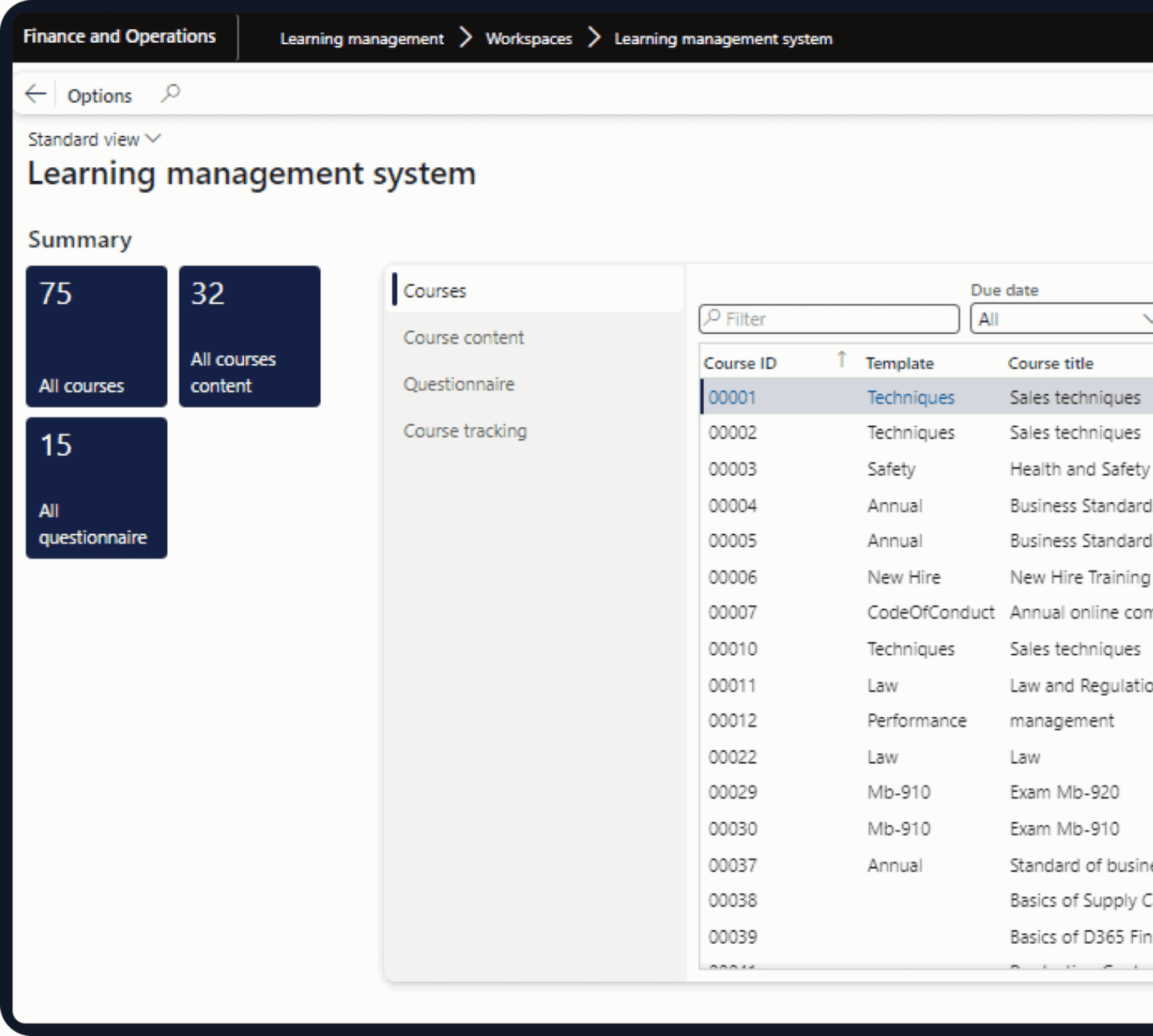 Dynamics 365 LMS dashboard hero