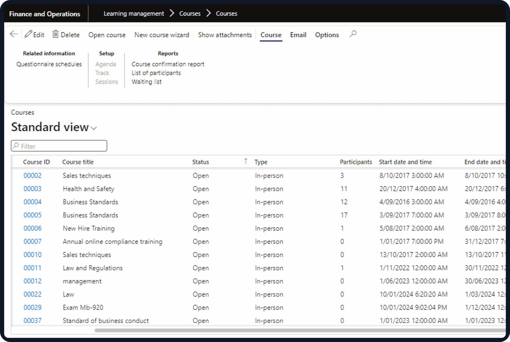 Dynamics 365 LMS automation dashboard