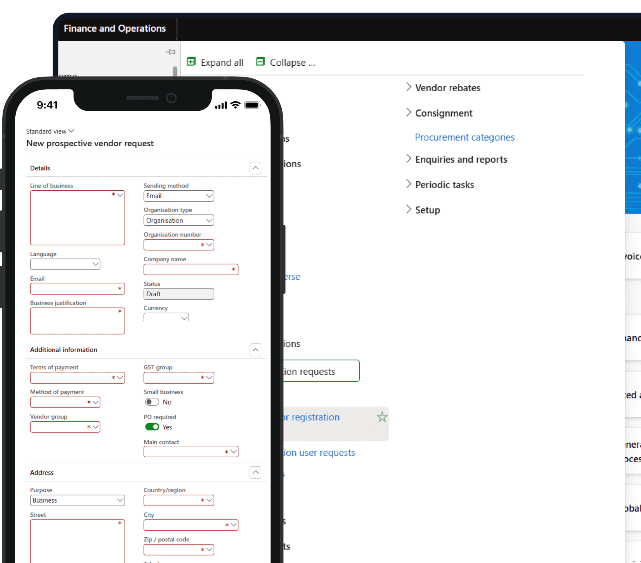 Vendor Onboarding dashboard hero