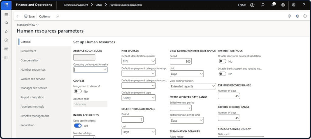 Dynamics 365 Human Resources dashboard