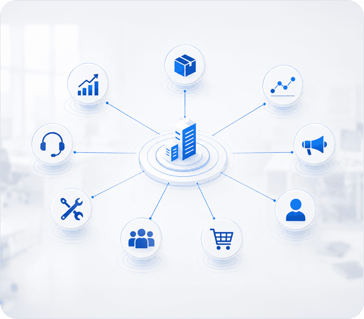 Business applications operating on one connected system