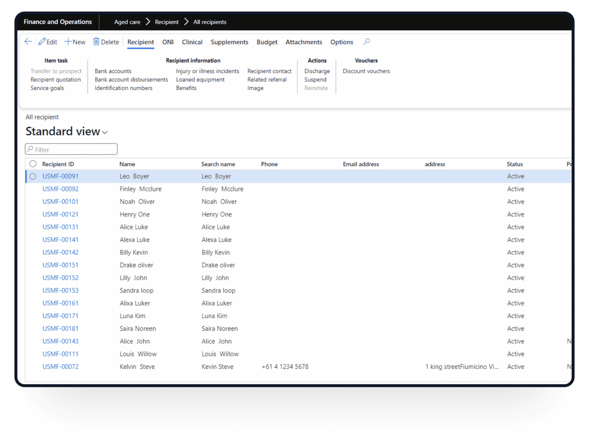 Dynamics 365 in Aged Care DHRP Add-Ons analytics workspace