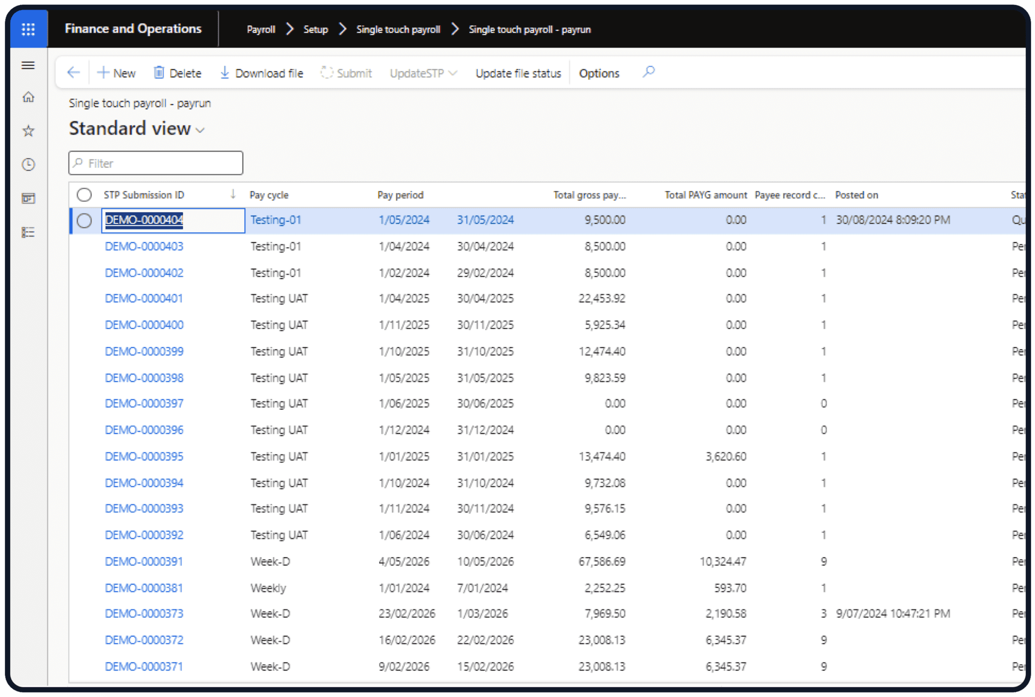 Dynamics 365 Payroll Add-On benefits dashboard