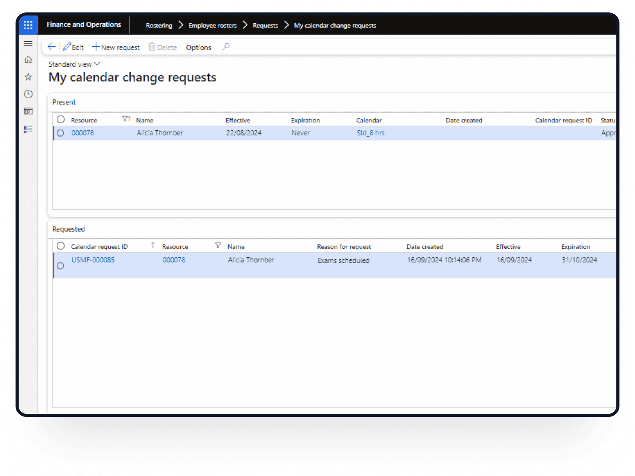 Dynamics 365 Rostering workflow dashboard
