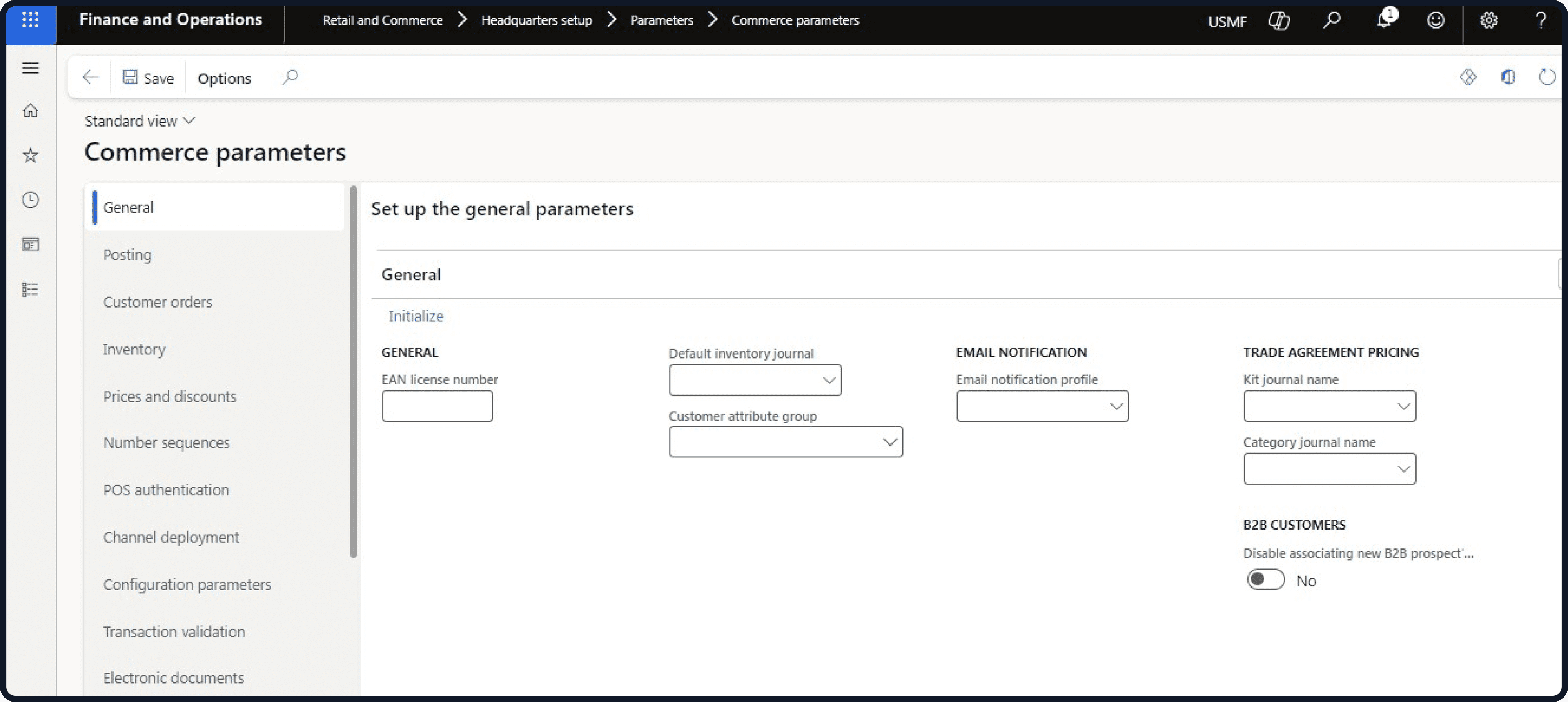 Microsoft Dynamics 365 Commerce dashboard