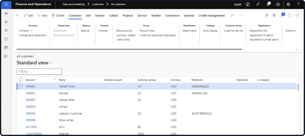 Dynamics 365 Sales dashboard